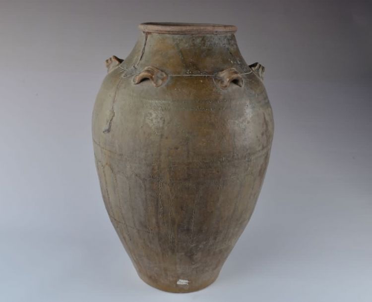 清代青黄釉六耳陶瓮