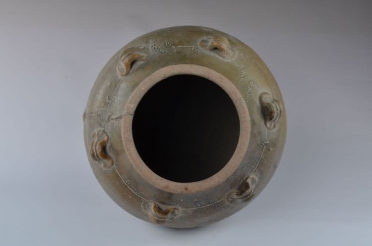 清代青黄釉六耳陶瓮