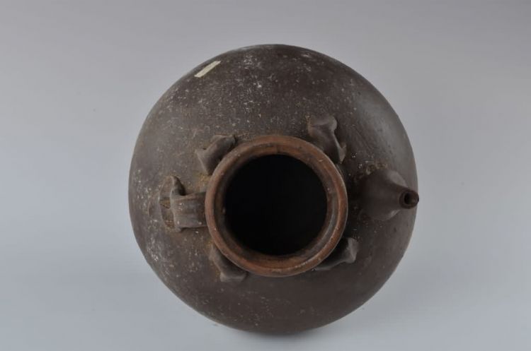 明代黑釉五耳陶壶