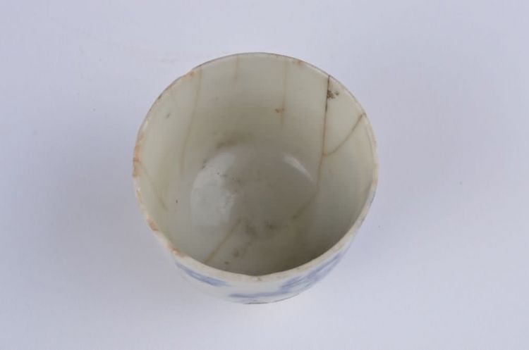 清代青花松下图瓷杯