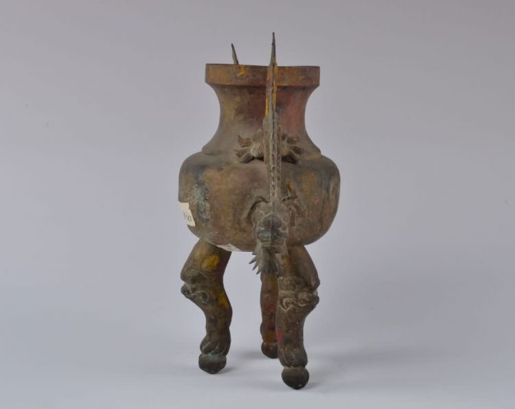 民国双龙耳三足铜香炉