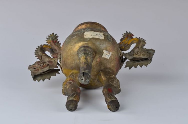 民国双龙耳三足铜香炉