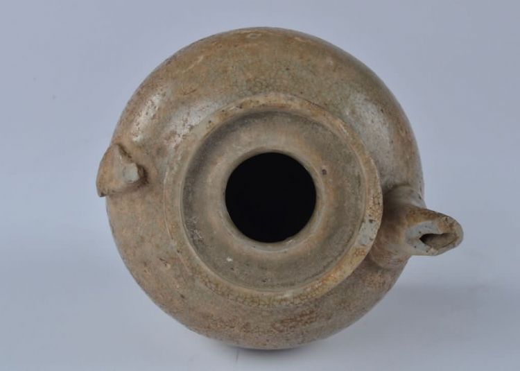 明代青釉双口鸡首瓷壶