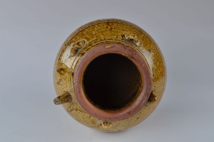 清青黄釉四耳瓷壶