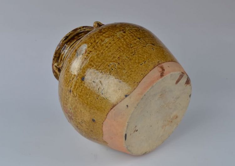 清青黄釉四耳瓷壶