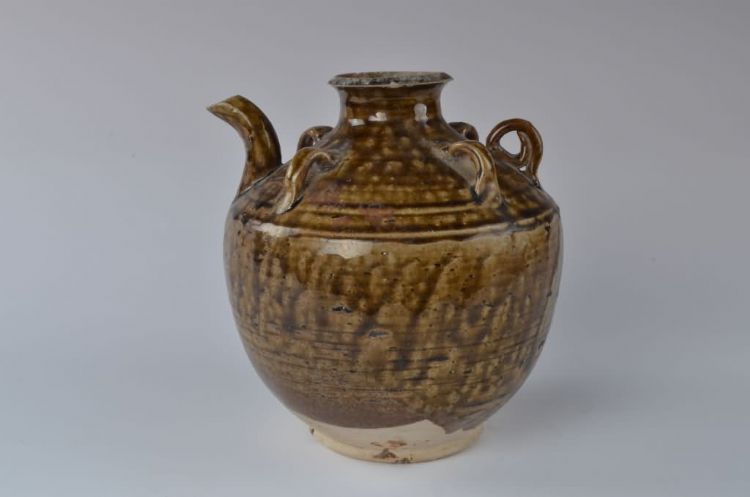 民国褐釉五耳瓷壶