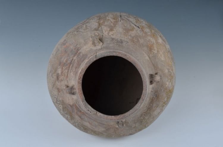 清代黄釉四耳陶瓮