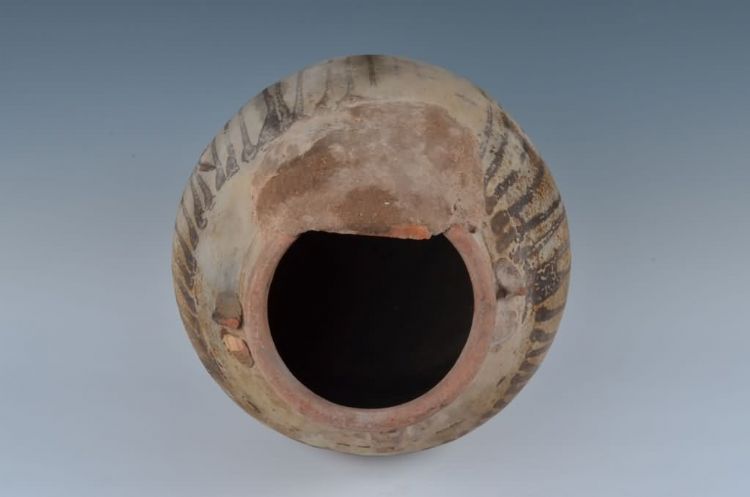 明代黄褐釉四耳陶瓮