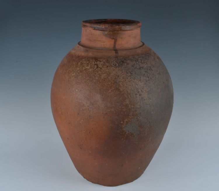 民国青褐釉无耳瓮