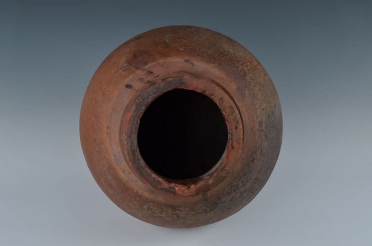 民国青褐釉无耳瓮