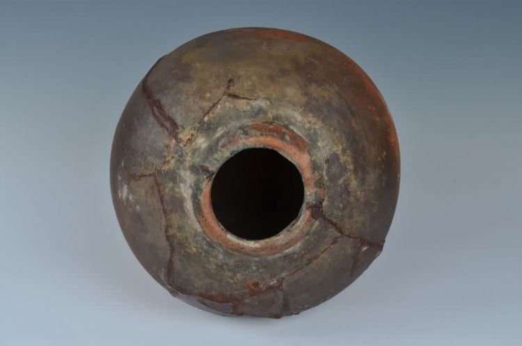 民国青褐釉无耳陶罐