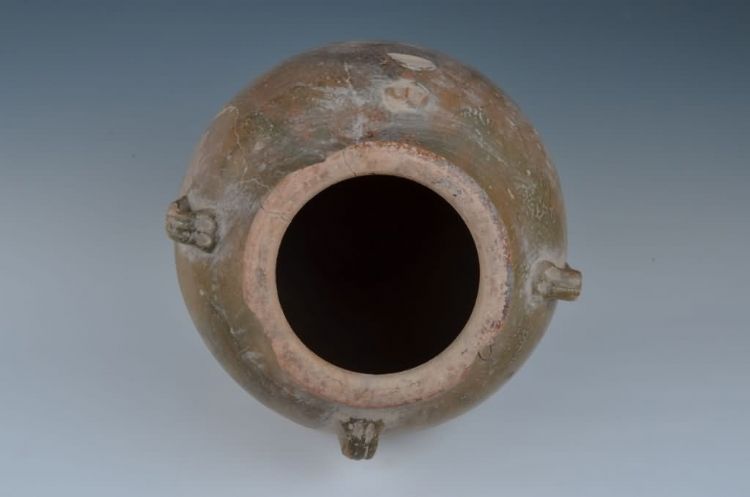 民国青黄釉四耳瓮