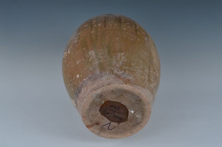 民国青黄釉四耳瓮