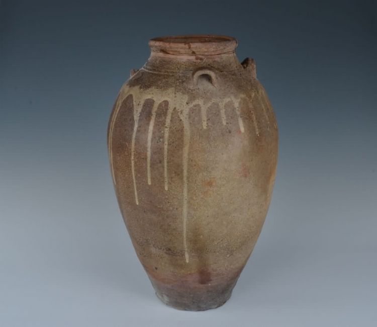 清代青褐釉四耳陶罐