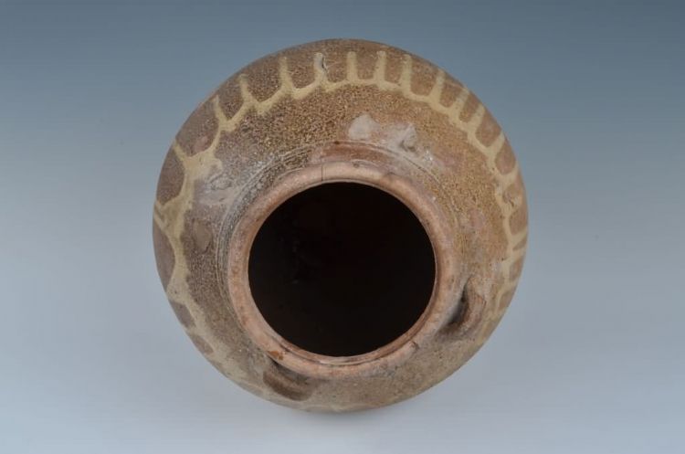 清代青褐釉四耳陶罐