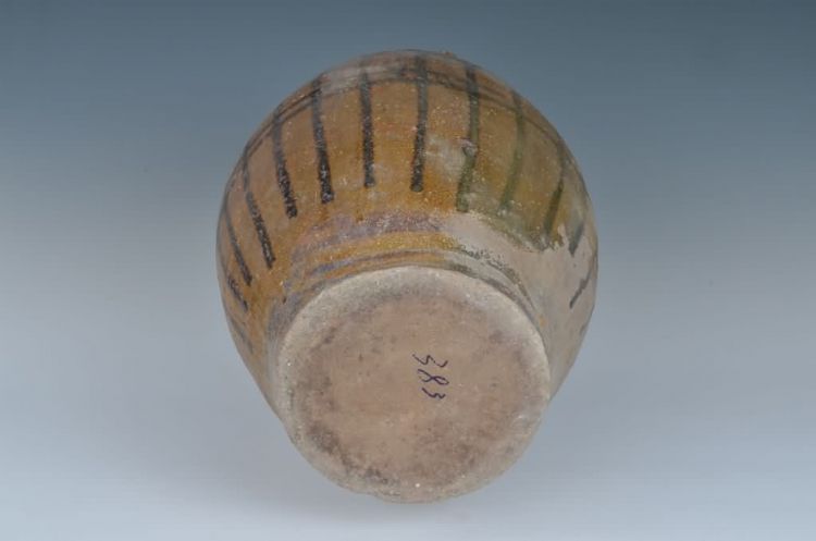 清代黄褐釉四耳瓮