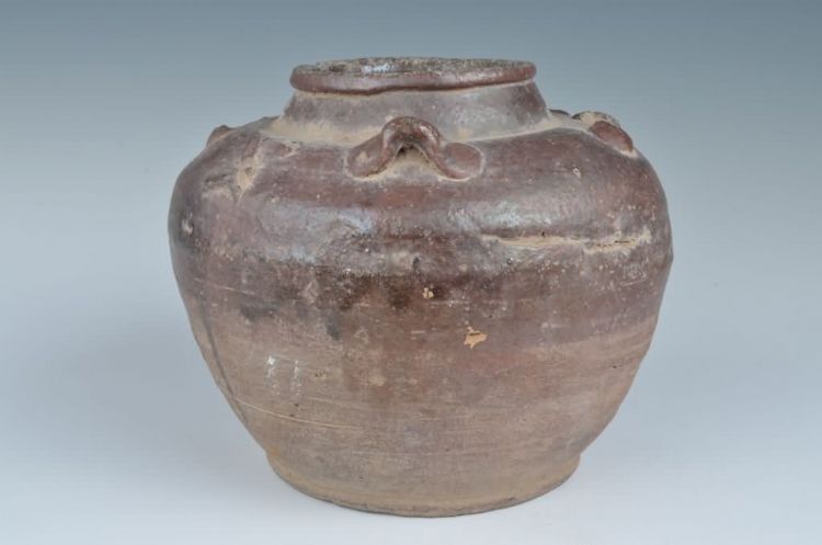 民国酱釉四耳壶