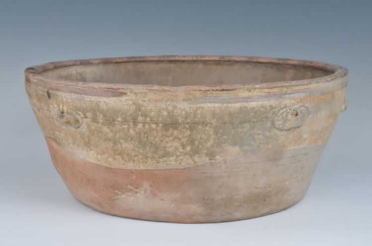 清代青黄釉六耳钵