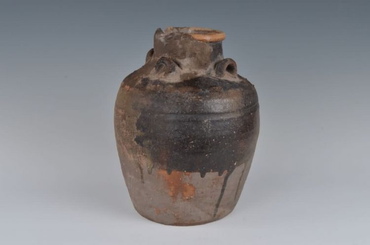 民国褐釉四耳罐