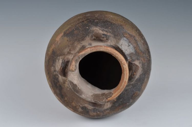 民国褐釉四耳罐