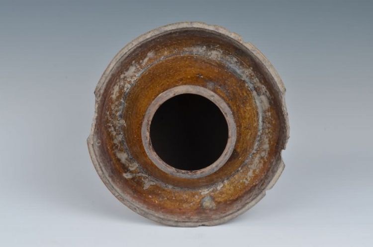 现代黄褐釉双口罐