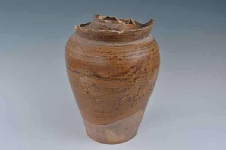 清代青黄釉双口罐