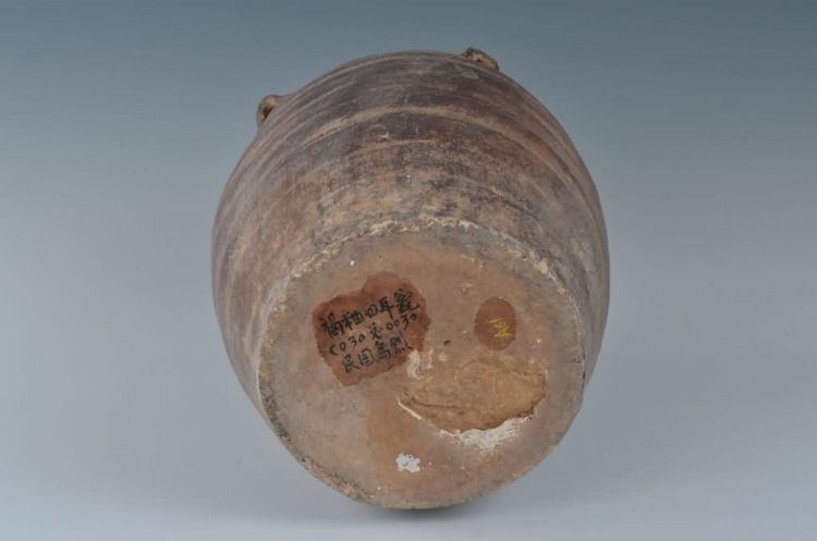 民国褐釉四耳陶罐